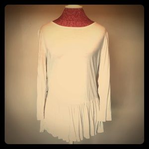 Ann Taylor white long sleeve peplum shirt